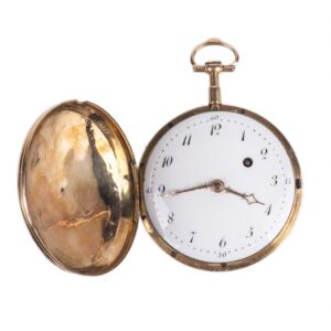 18K gold hunter case pocket watch — image 1