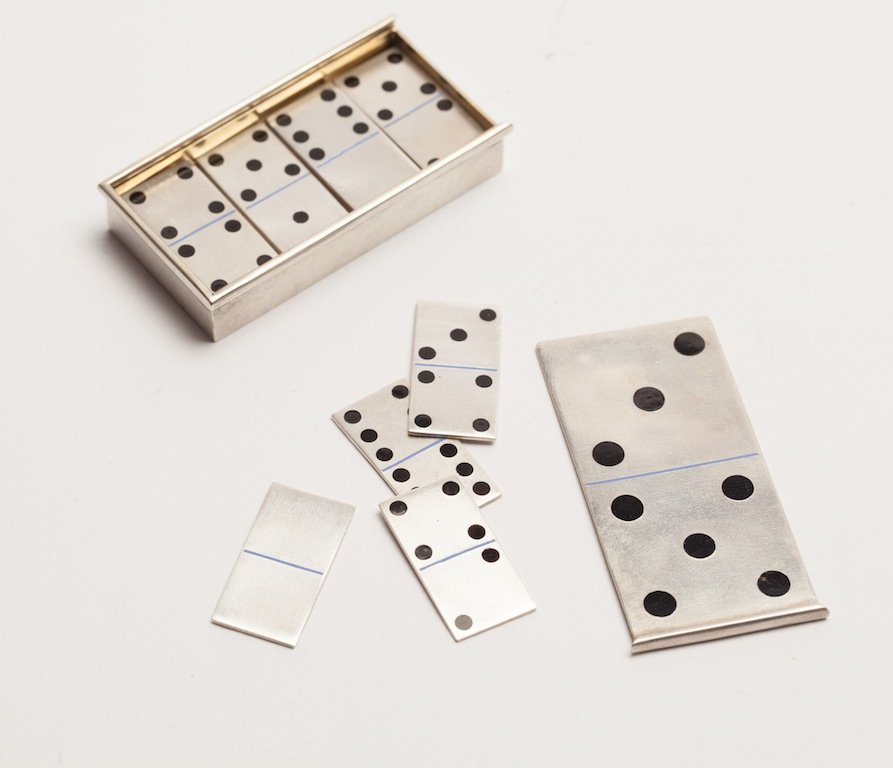 Russian collection of chips for dominoes in a case — image 1