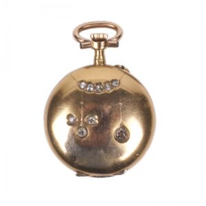 18K gold women's pocket watch with diamonds — image 1