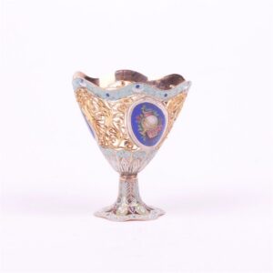 Gold stand for egg with enamel. — image 2