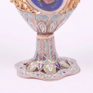 Gold stand for egg with enamel. — image 3