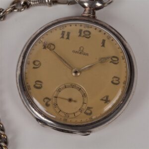 Silver pocket watch "Omega". — image 2