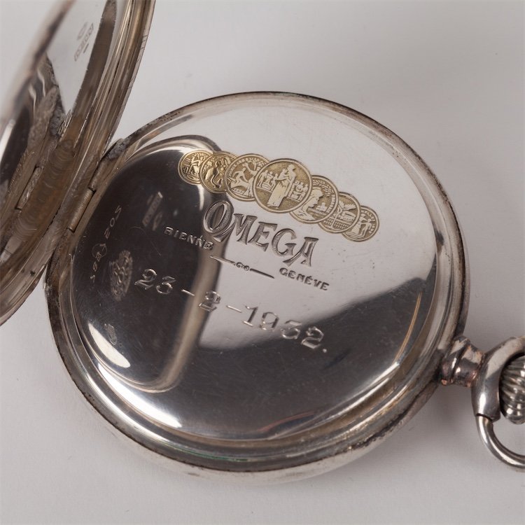Silver pocket watch "Omega". — image 3