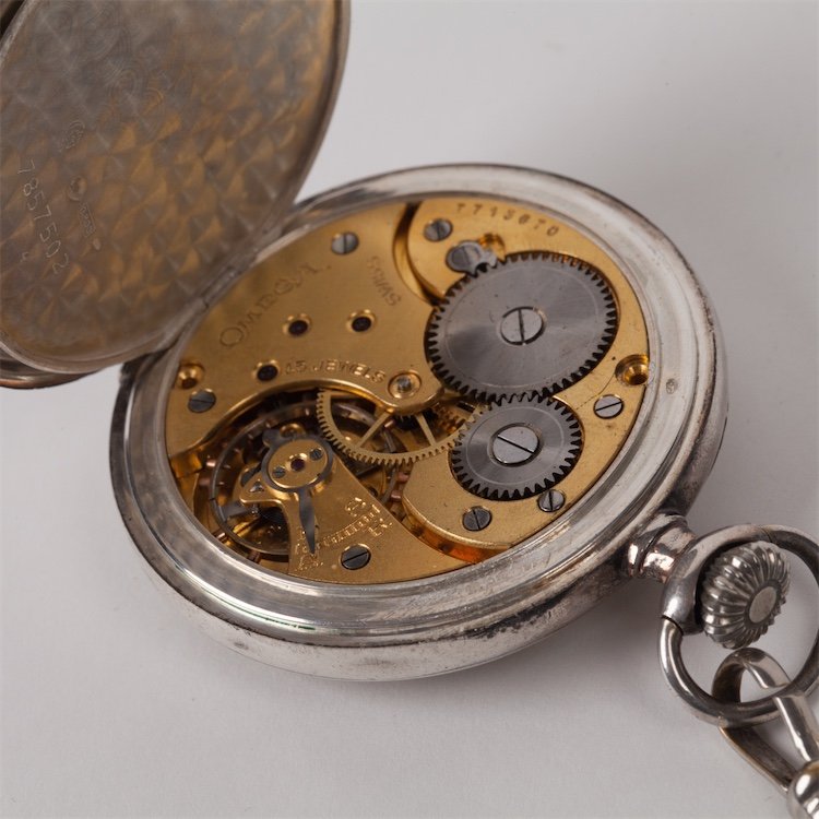 Silver pocket watch "Omega". — image 5