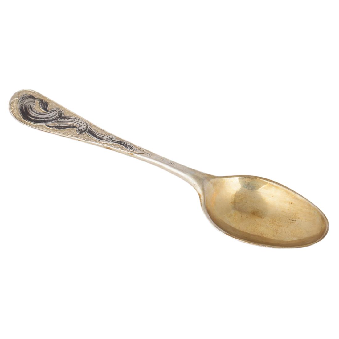 Russian decorative silver-gilt and niello spoon — image 2