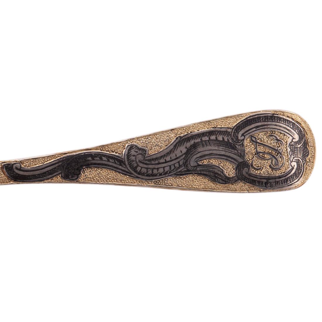 Russian decorative silver-gilt and niello spoon — image 4