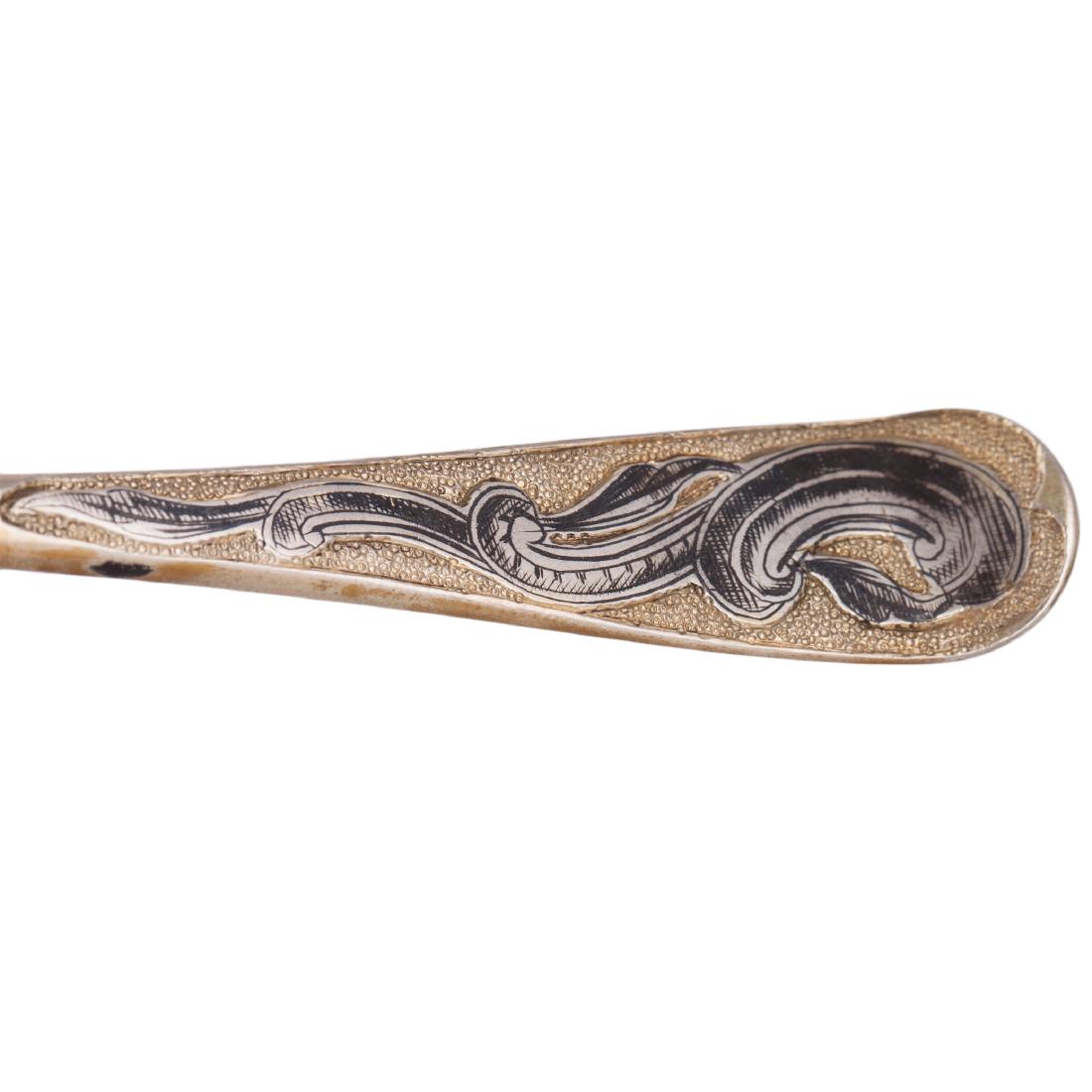 Russian decorative silver-gilt and niello spoon — image 5
