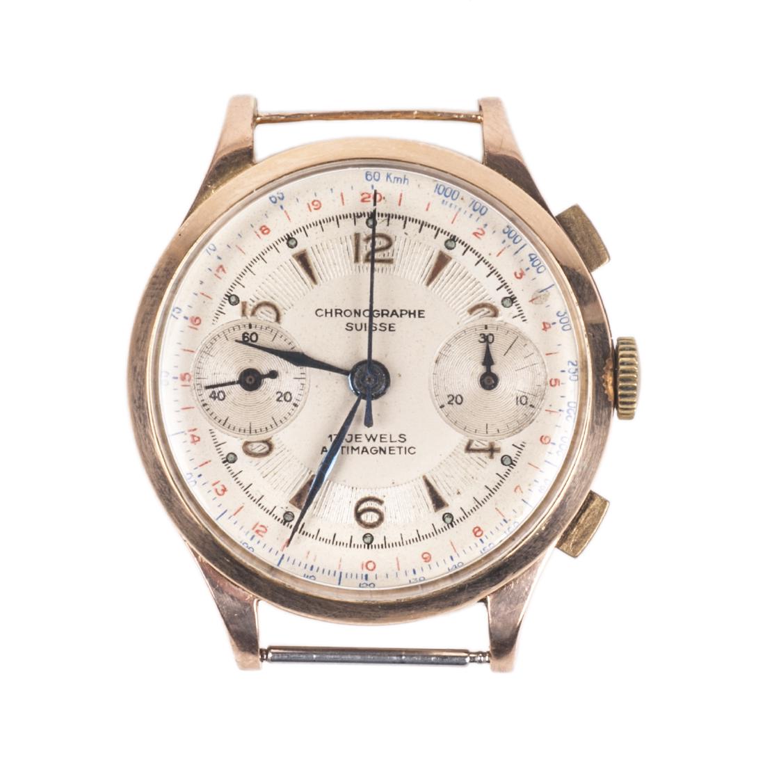"Suisse" 18K gold men's chronograph wristwatch — image 1