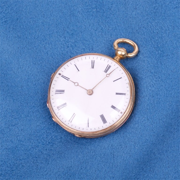 Gold pocket watch with diamonds — image 2