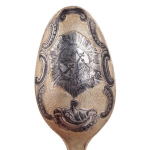 Russian decorative silver-gilt and niello spoon — image 3