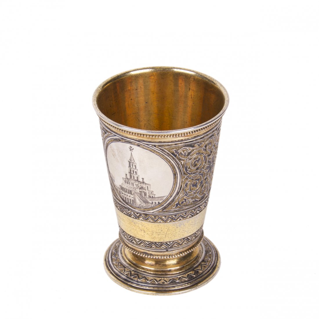 Russian silver-gilt baker with the Moscow Kremlin view — image 1