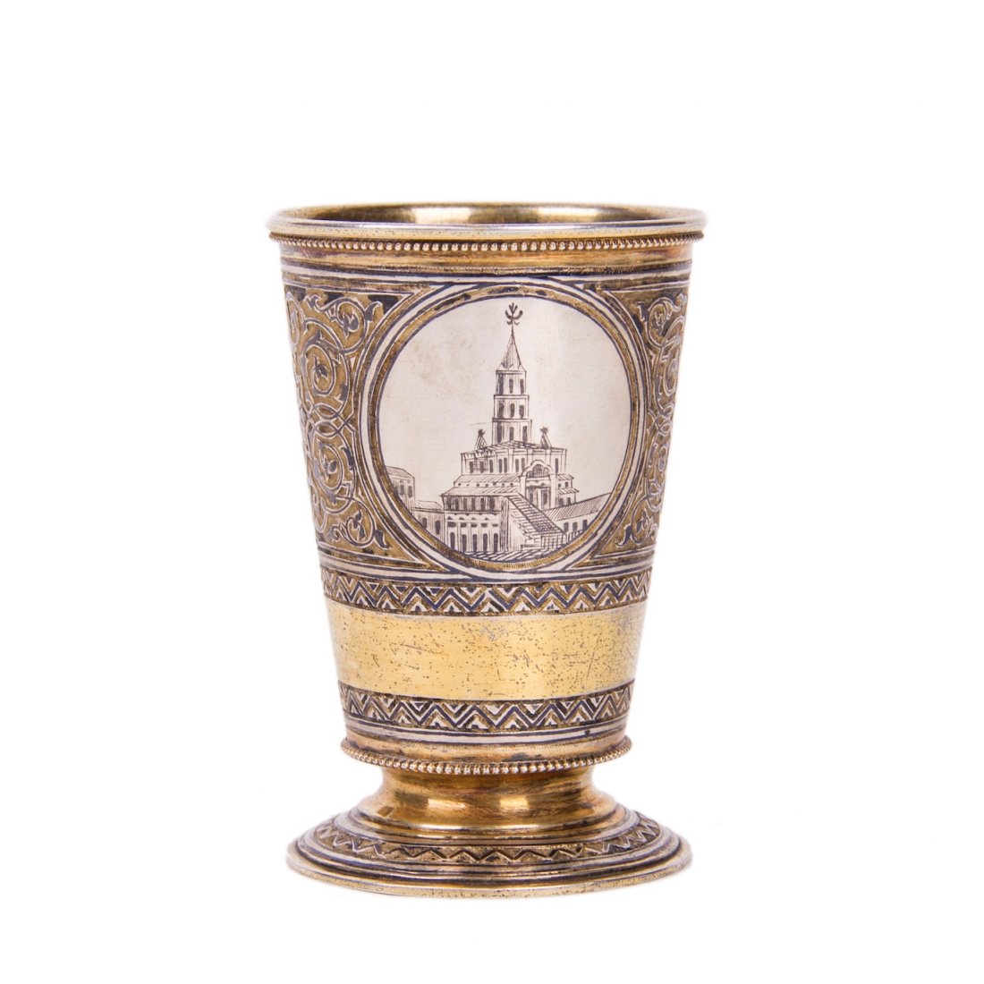 Russian silver-gilt baker with the Moscow Kremlin view — image 3