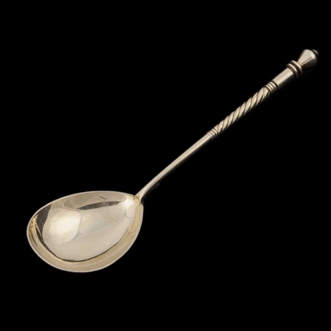 Russian silver jam spoon with depiction. Marya — image 4