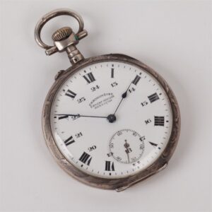 Silver pocket watch "Ernest Mougin Besancon" with — image 1