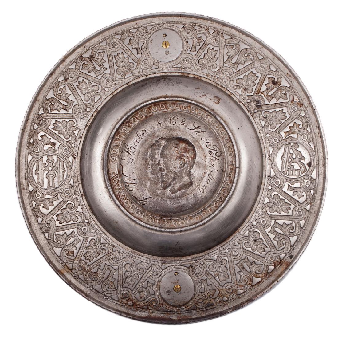 1880 Russian memorable parcel-gilt brass plate — image 6