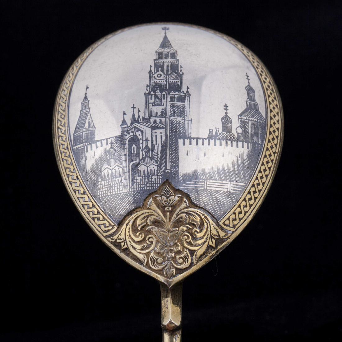 Russian silver jam spoon with depiction. Marya — image 2