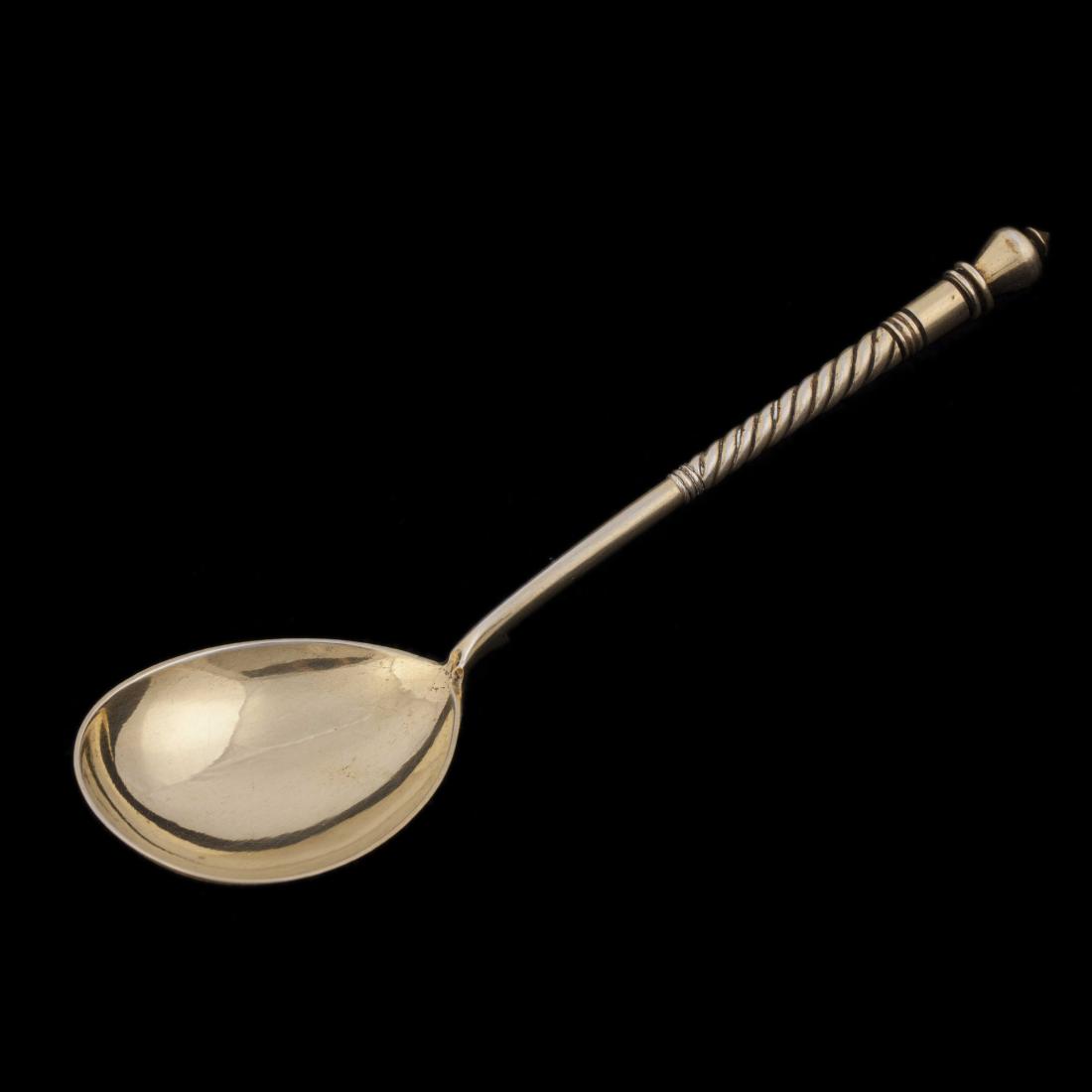 Russian silver jam spoon with depiction. Marya — image 3