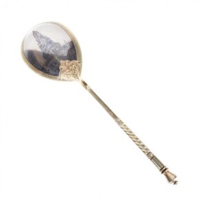 Russian silver jam spoon with depiction. Workshop of — image 1
