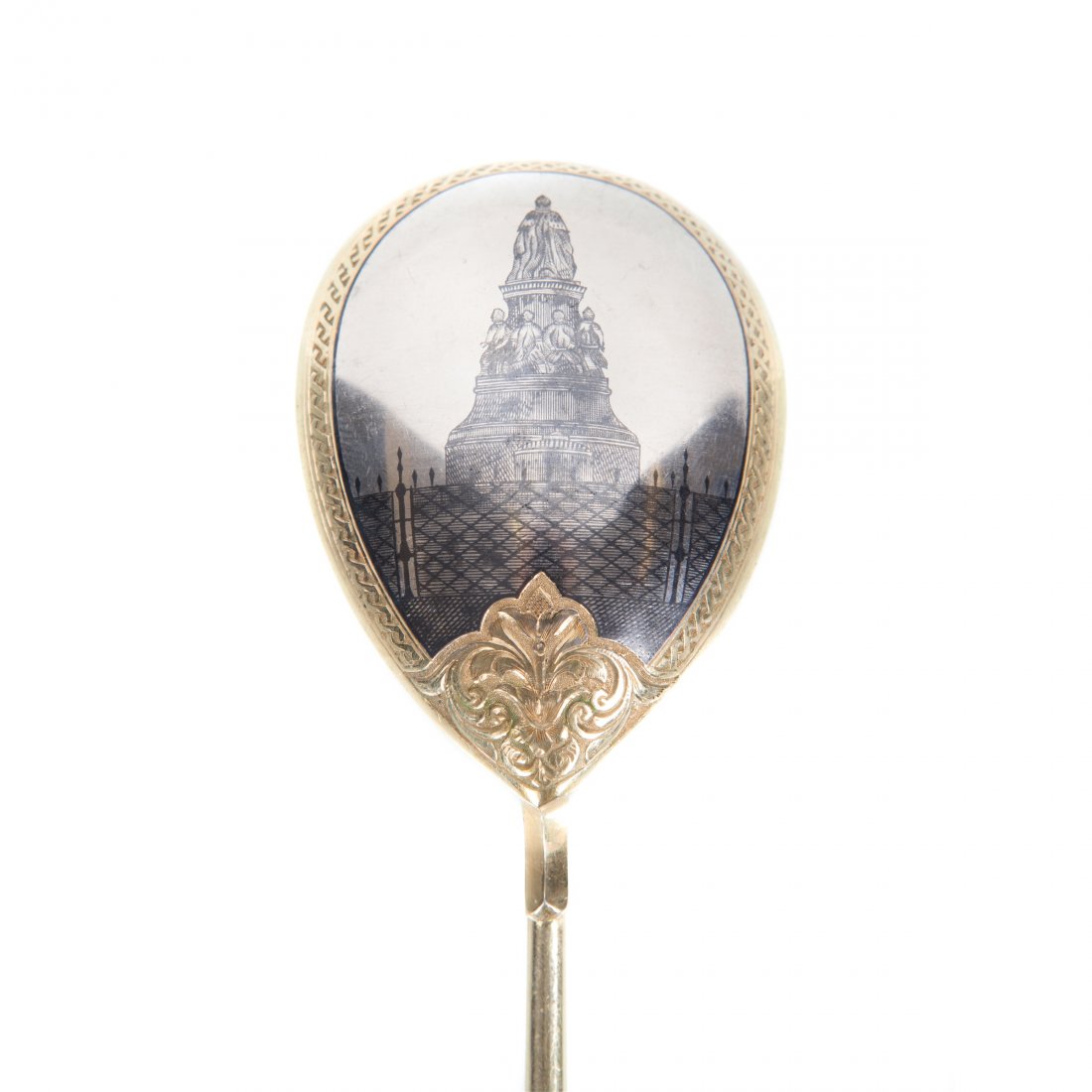 Russian silver jam spoon with depiction. Workshop of — image 2