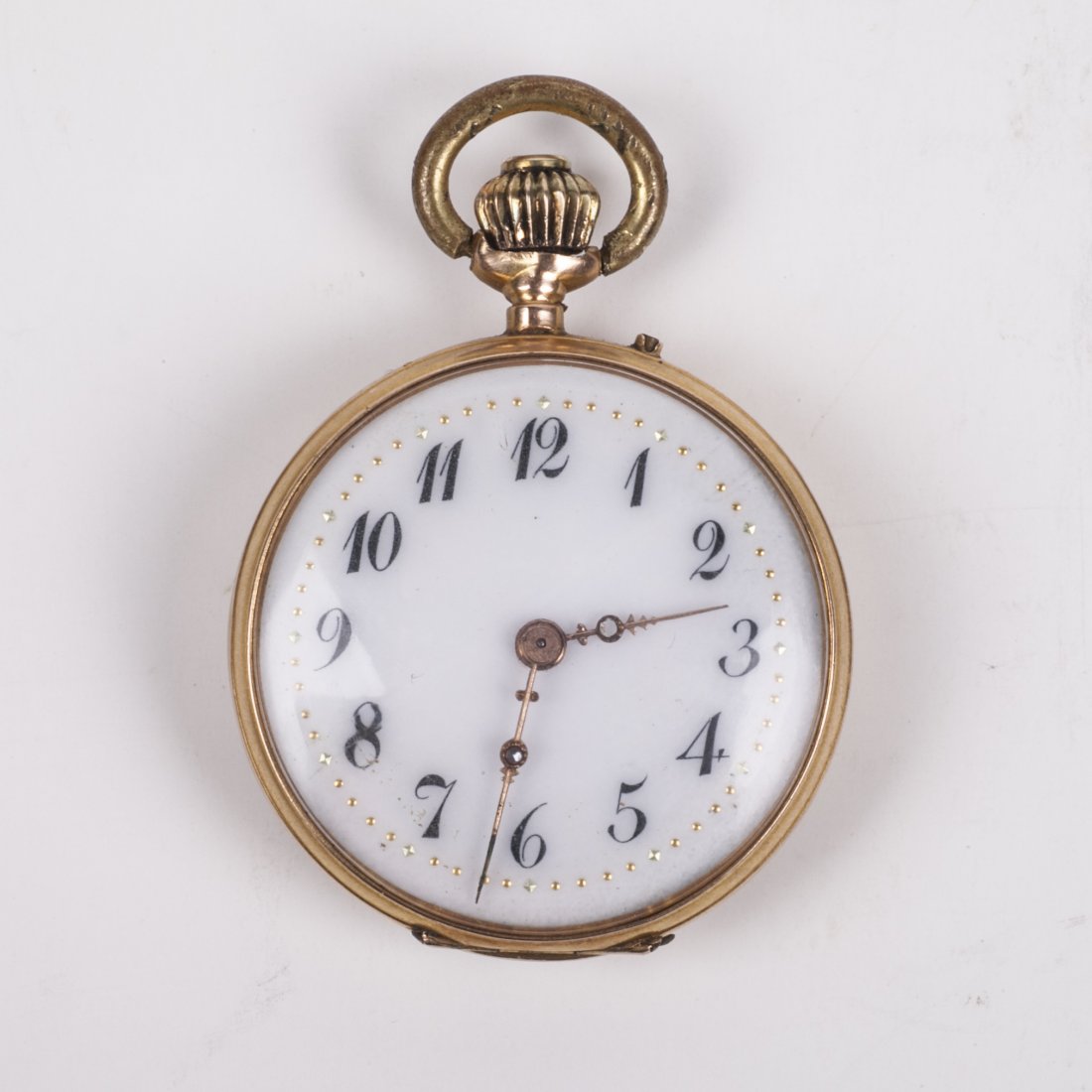 12K gold open face pocket watch with enamel — image 2