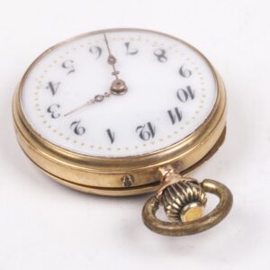 12K gold open face pocket watch with enamel — image 3