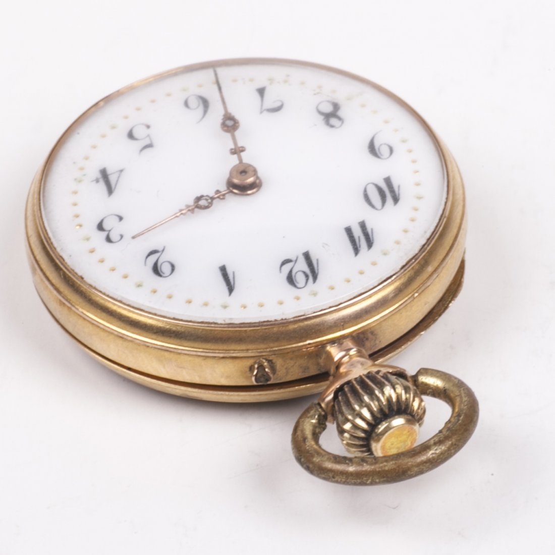 12K gold open face pocket watch with enamel — image 3