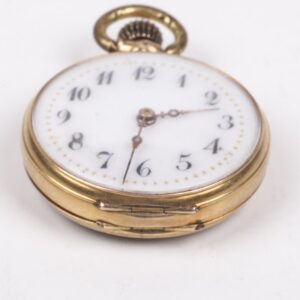 12K gold open face pocket watch with enamel — image 4