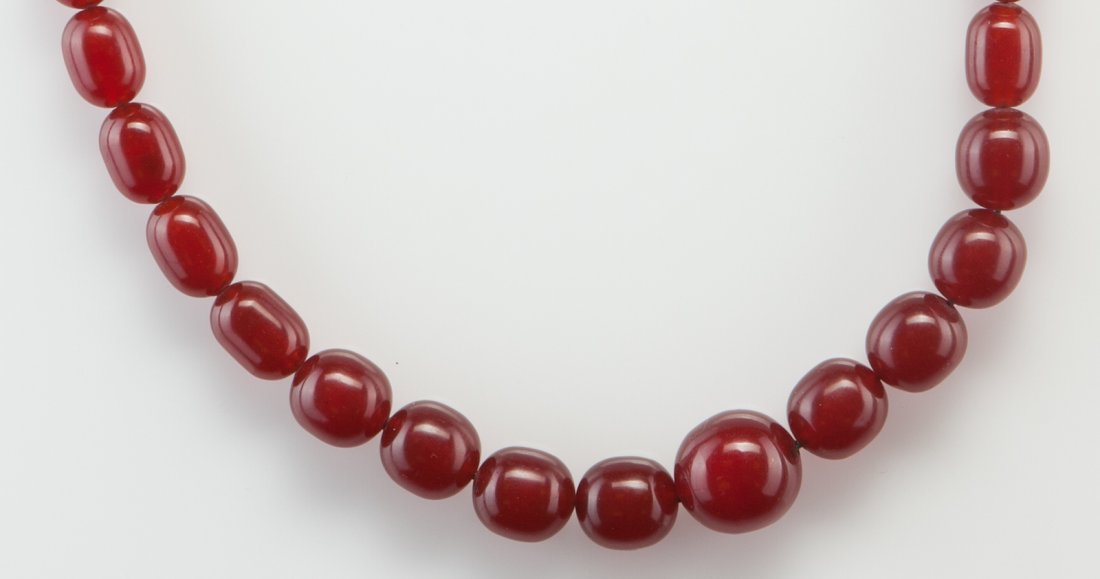 Antique Natural Baltic Amber Dark Red necklace. — image 5