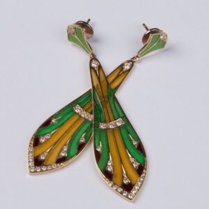 Gold earrings with enamel. — image 2