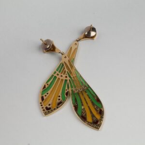 Gold earrings with enamel. — image 4