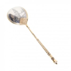 Russian silver jam spoon with depiction. Workshop of — image 1