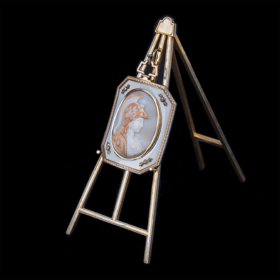 Very rare Faberge medallion with Minerva Cameo. — image 1