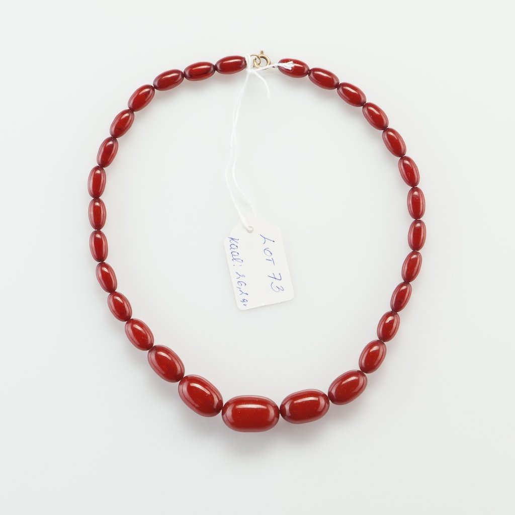 Antique Natural Baltic Amber Dark Red necklace. — image 1