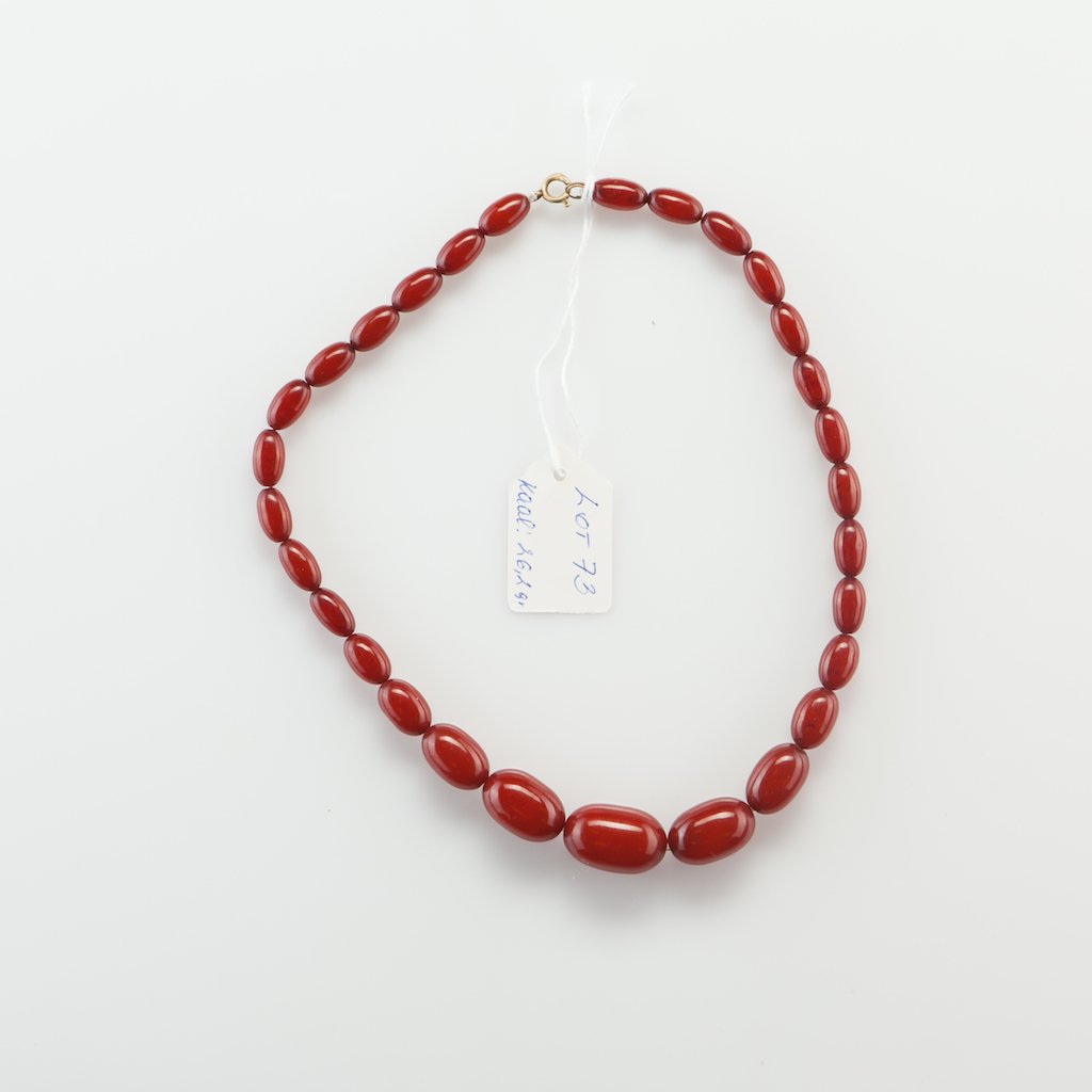 Antique Natural Baltic Amber Dark Red necklace. — image 3