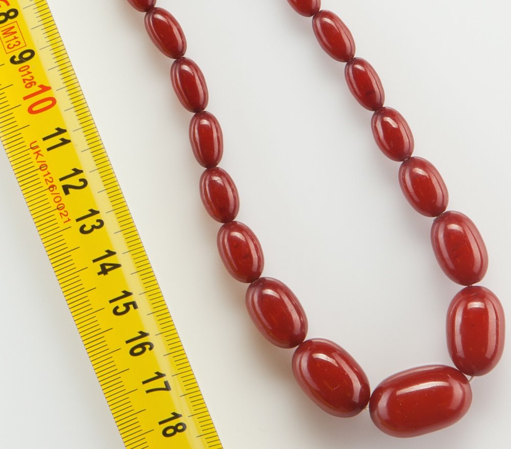 Antique Natural Baltic Amber Dark Red necklace. — image 5