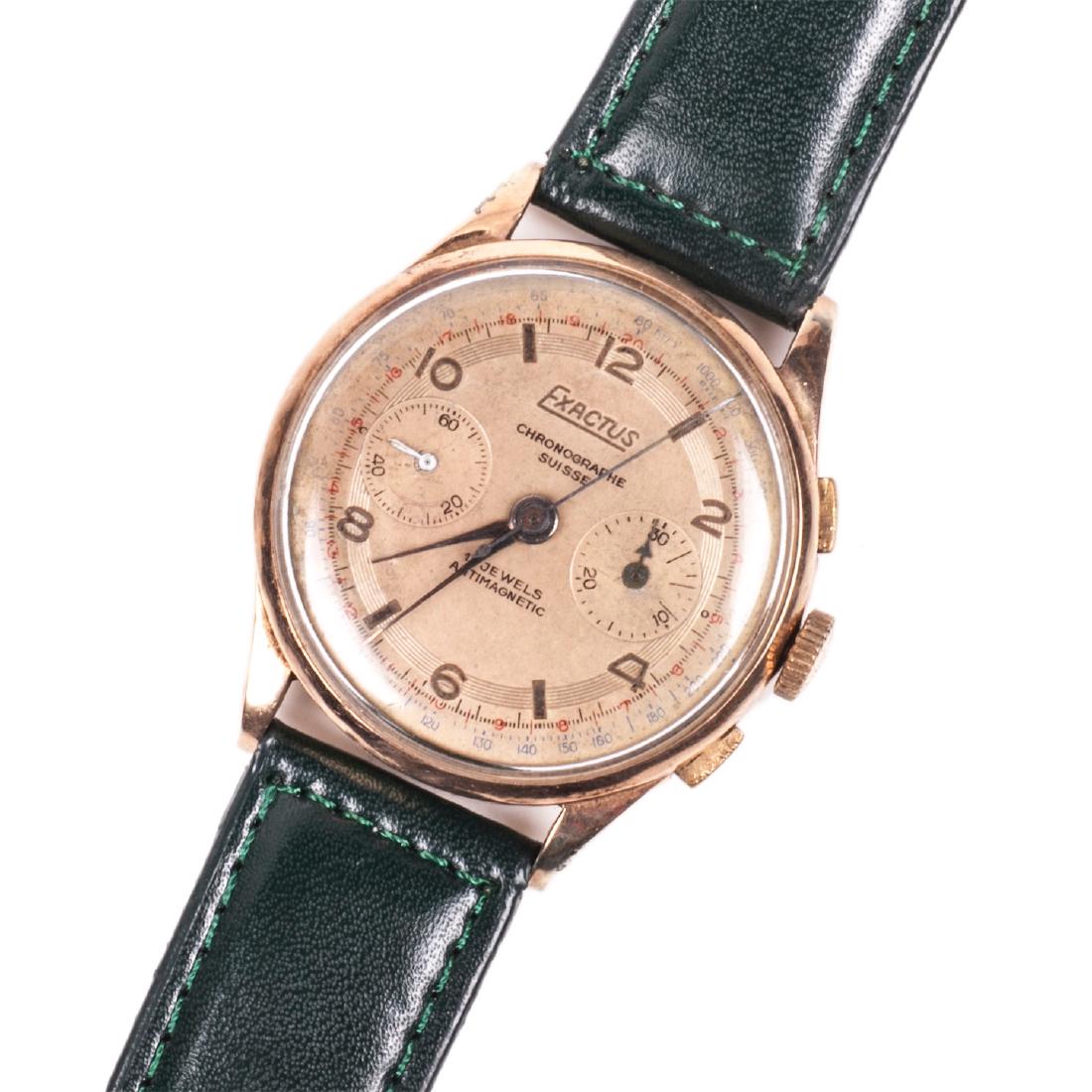 "Exactus" 18K gold chronograph men's wristwatch — image 1