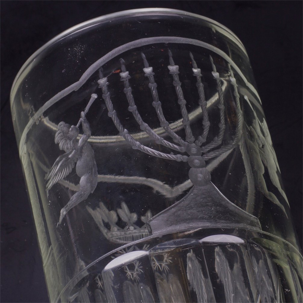 Grand engraved glass jewish beaker for Saturday wine — image 6