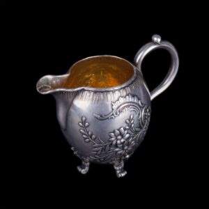 Unusual silver-gilt Faberge creamer — image 1