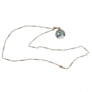 Bell watch with blue enamel and a gold chain — image 1
