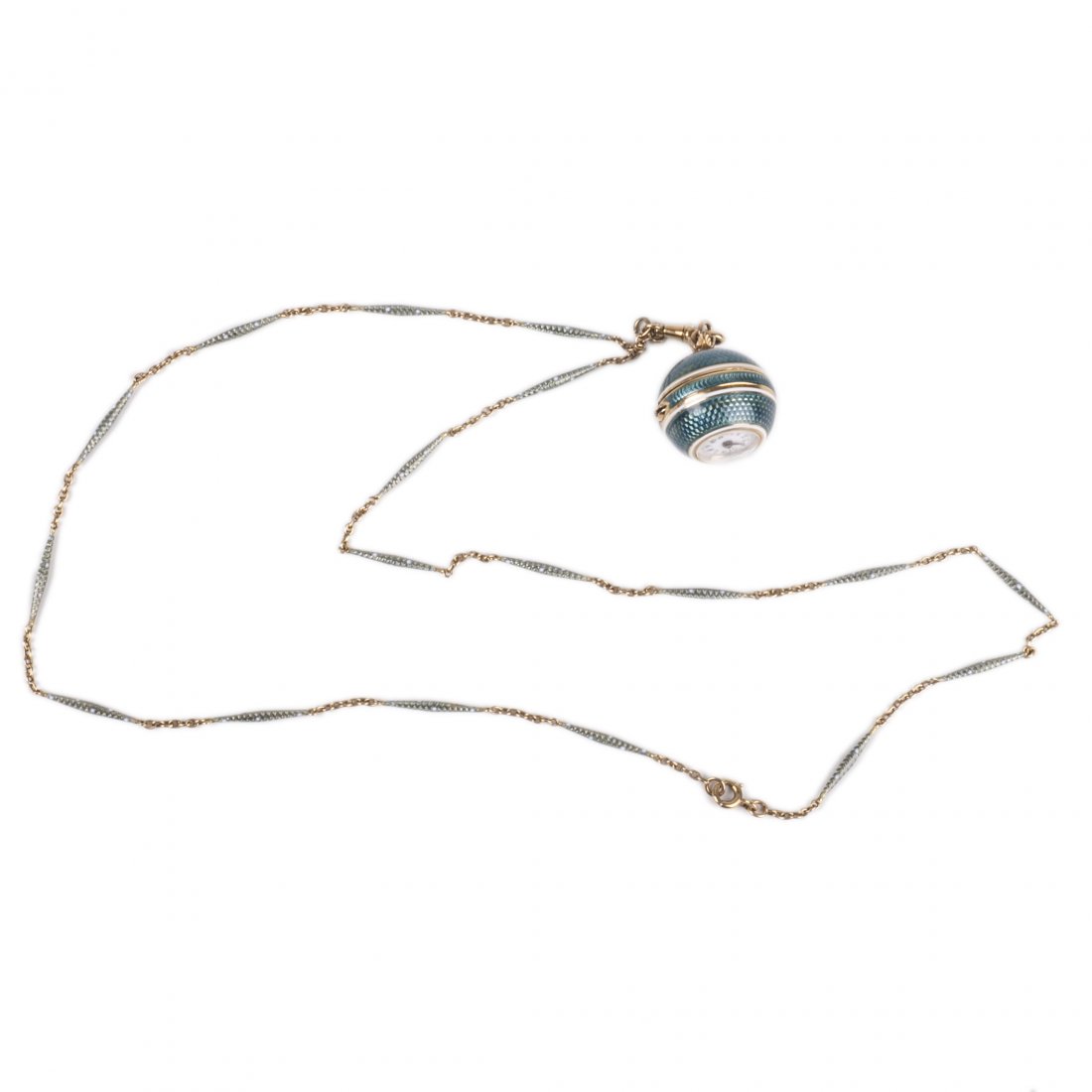 Bell watch with blue enamel and a gold chain — image 1