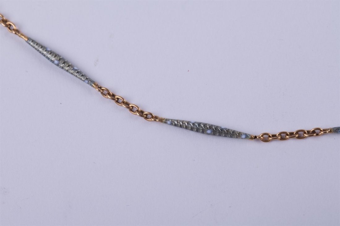 Bell watch with blue enamel and a gold chain — image 3
