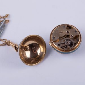 Bell watch with blue enamel and a gold chain — image 4