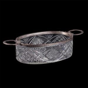 Grand Russian silver and cut-glass fruit bowl — image 1