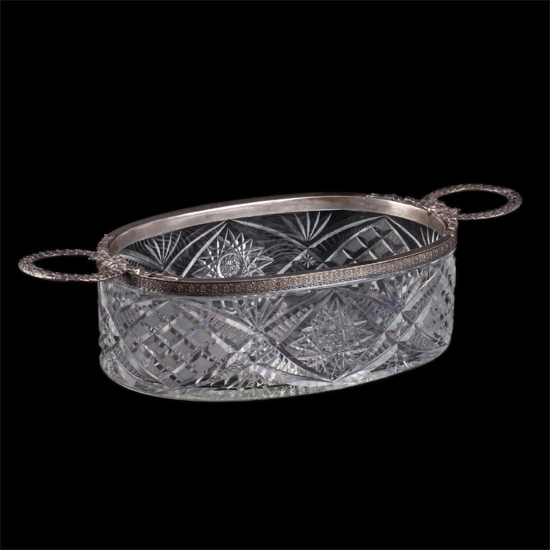 Grand Russian silver and cut-glass fruit bowl — image 1
