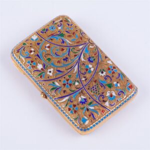 Russian enamel silver cigarette case. — image 1