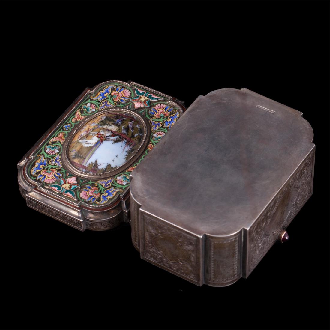 Russian silver en plein enamel casket, E. Shubert — image 5