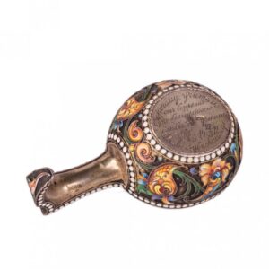 Russian silver-gilt and cloisonne enamel kovsh — image 4