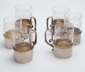Six russian glass-holders by Faberge — image 1