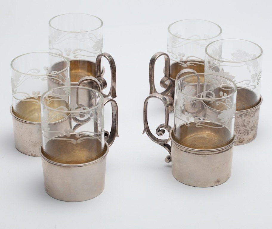 Six russian glass-holders by Faberge — image 1