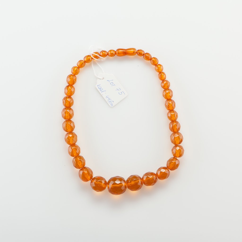 Natural Baltic Amber Honey necklace faceted. — image 1